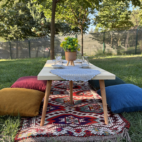 Foldable Wooden Low Table - Tapered Legs