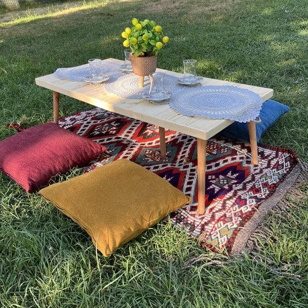 Foldable Wooden Low Table - Tapered Legs