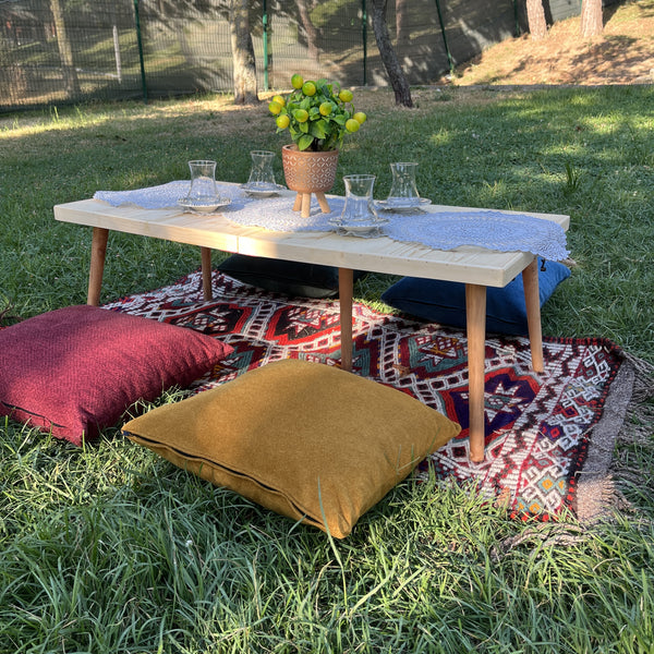 Foldable Wooden Low Table - Tapered Legs