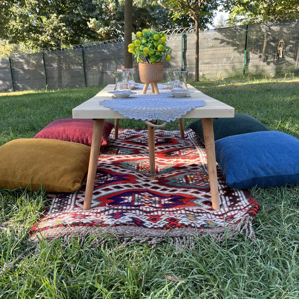 Foldable Wooden Low Table - Tapered Legs