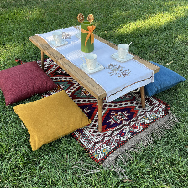 Foldable Wooden Low Table - Tapered Legs