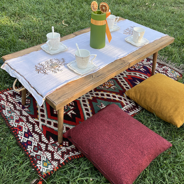 Foldable Wooden Low Table - Tapered Legs