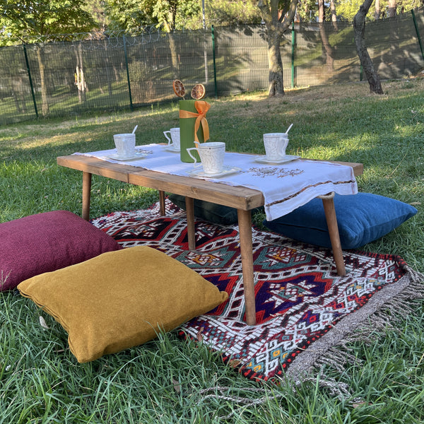Foldable Wooden Low Table - Tapered Legs