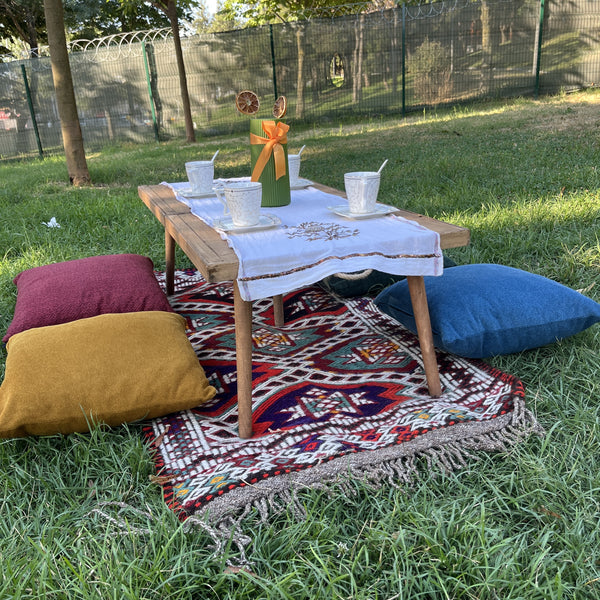 Foldable Wooden Low Table - Tapered Legs