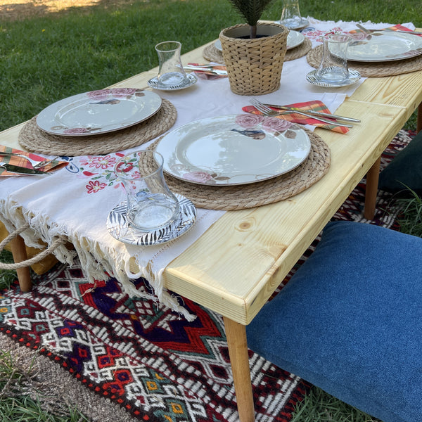 Foldable Wooden Low Table - Tapered Legs