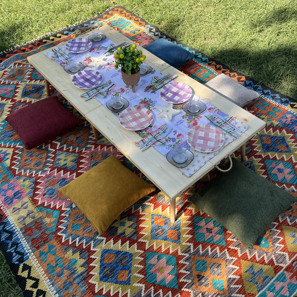 Foldable Wooden Low Table - Tapered Legs