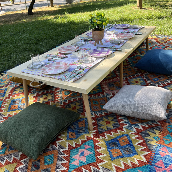 Foldable Wooden Low Table - Tapered Legs