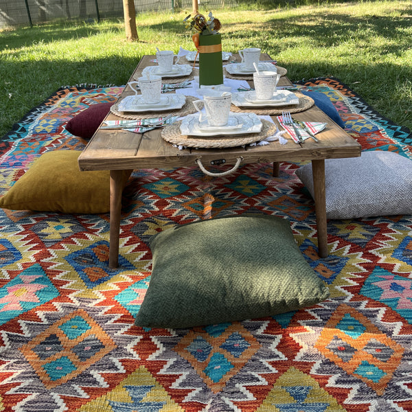 Foldable Wooden Low Table - Tapered Legs