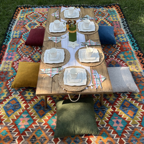 Foldable Wooden Low Table - Tapered Legs