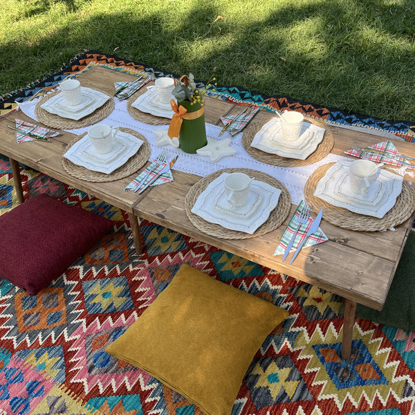 Foldable Wooden Low Table - Tapered Legs
