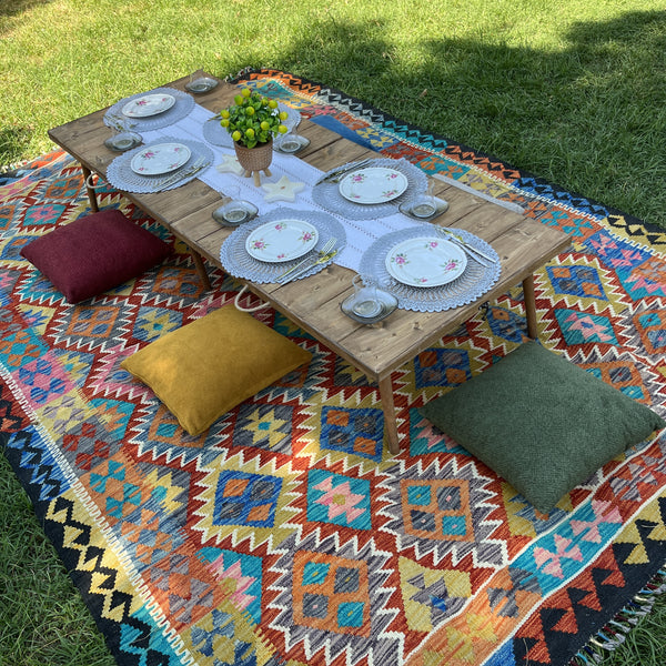 Foldable Wooden Low Table - Tapered Legs
