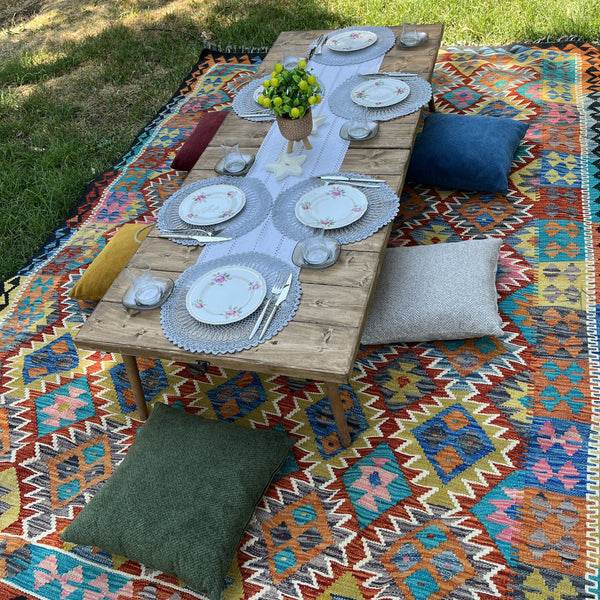 Handmade Foldable Solid Wood Low Table - Tapered Legs