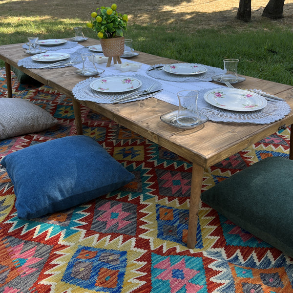 Foldable Wooden Low Table - Tapered Legs