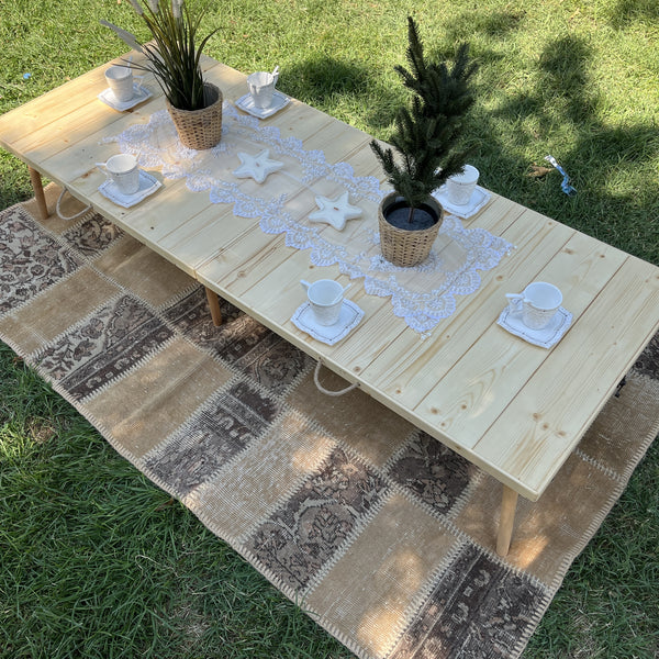 Foldable Wooden Low Table - Tapered Legs