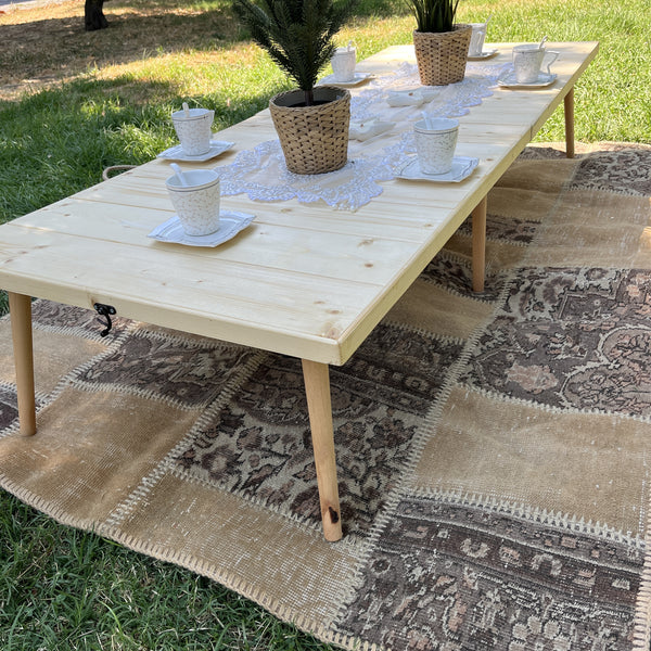 Foldable Wooden Low Table - Tapered Legs