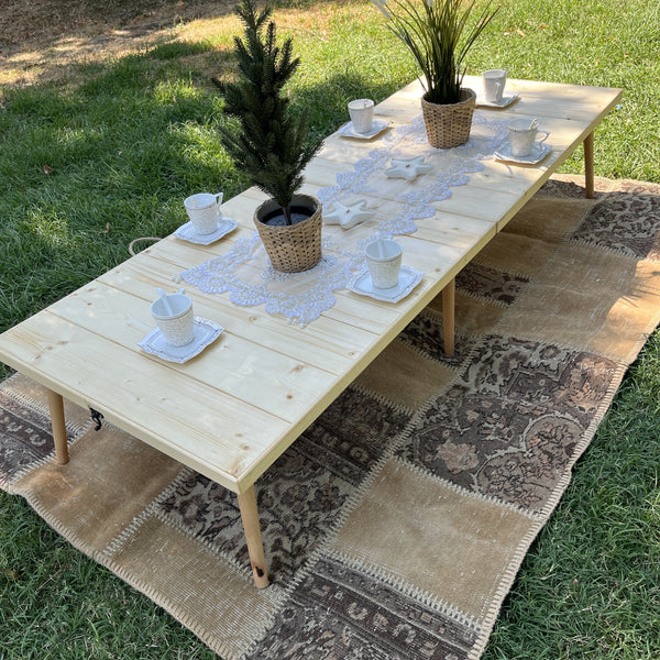 Foldable Wooden Low Table - Tapered Legs