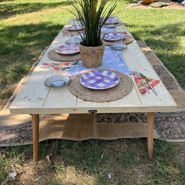 Foldable Wooden Low Table - Tapered Legs