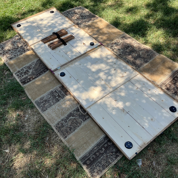 Foldable Wooden Low Table - Tapered Legs