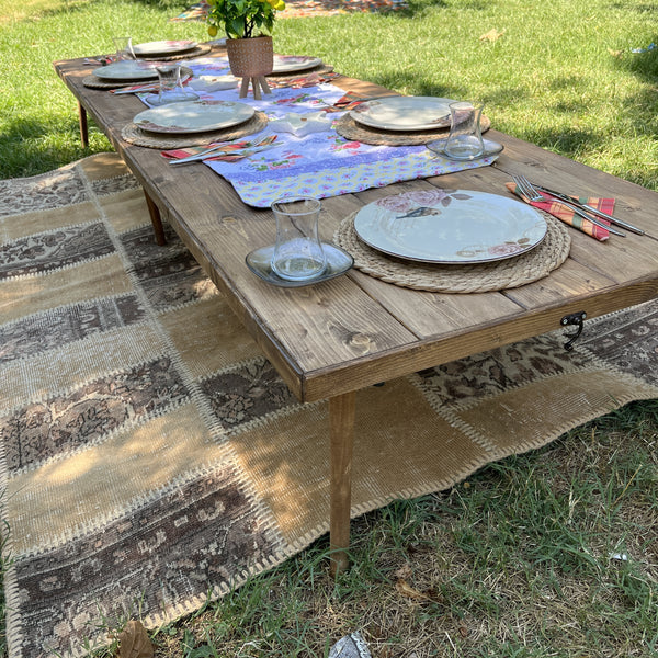 Foldable Wooden Low Table - Tapered Legs
