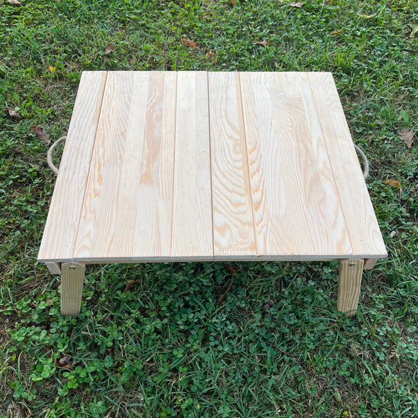 Foldable Wooden Low Coffee Table – Built-in Legs