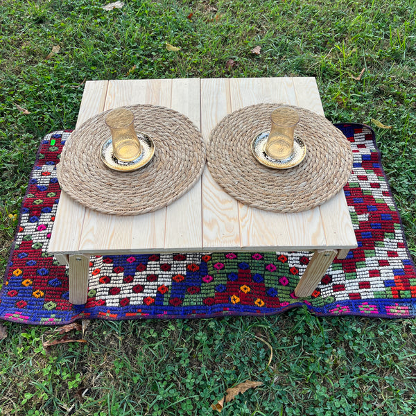 Foldable Wooden Low Coffee Table – Built-in Legs