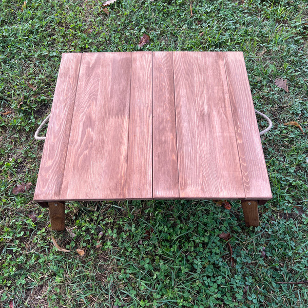 Foldable Wooden Low Coffee Table - Built-in Legs