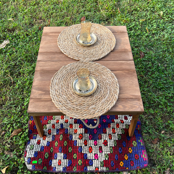 Foldable Wooden Low Coffee Table - Built-in Legs