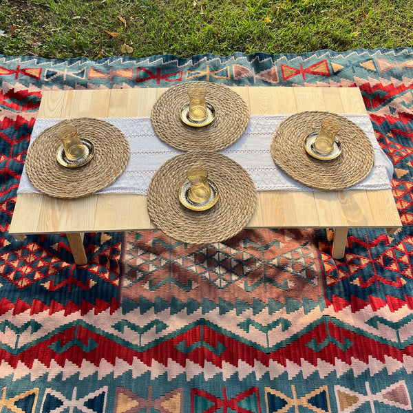 Foldable Wooden Low Table - Built-in Legs