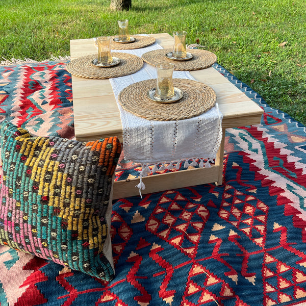 Foldable Wooden Low Table - Built-in Legs