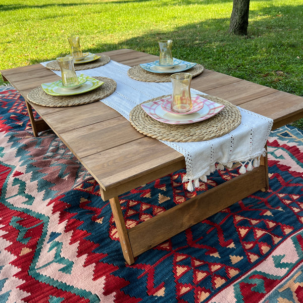 Foldable Wooden Low Table - Built-in Legs