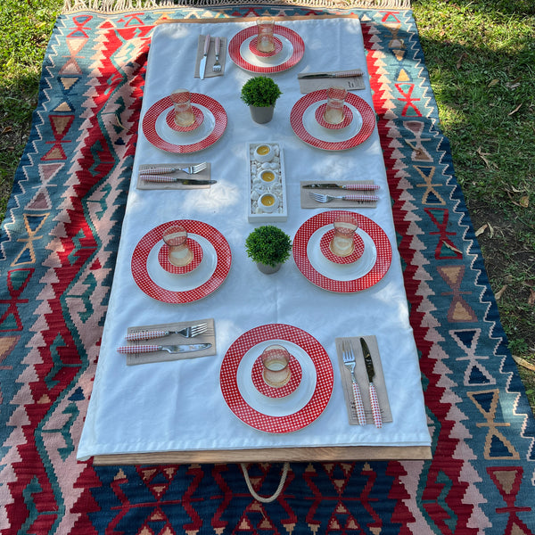 Foldable Wooden Low Table - Built-in Legs