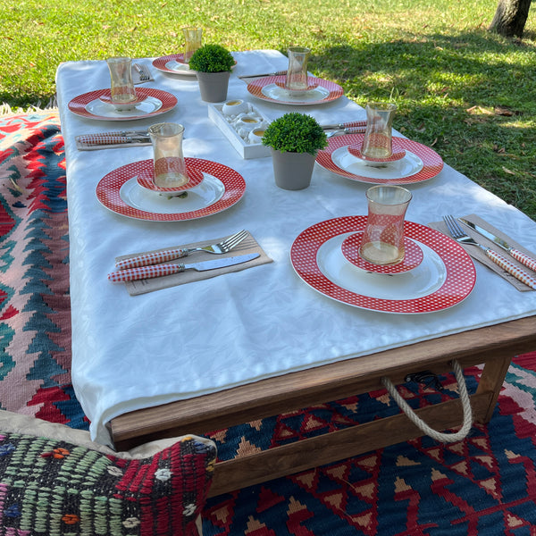 Foldable Wooden Low Table - Built-in Legs