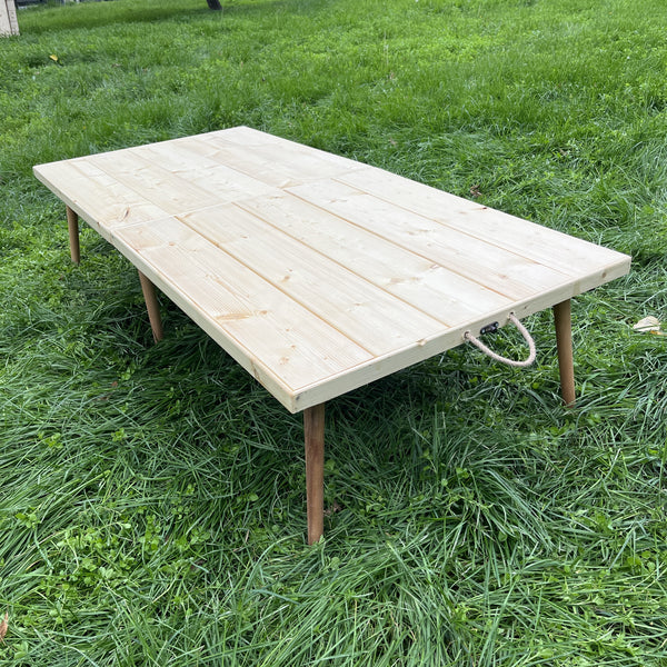 Foldable Wooden Low Table - Tapered Legs