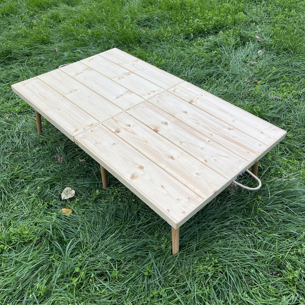 Foldable Wooden Low Table - Tapered Legs
