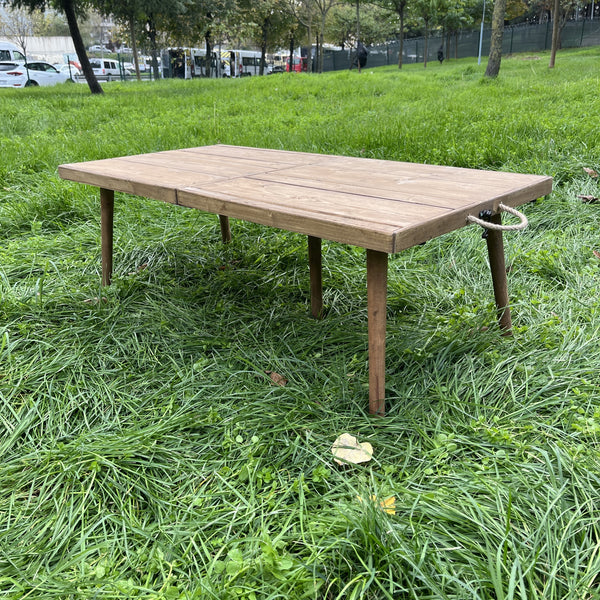 Foldable Wooden Low Table - Tapered Legs