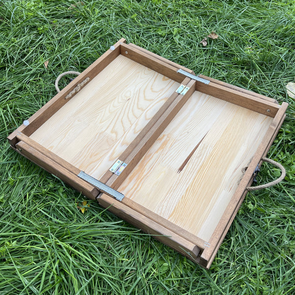 Foldable Wooden Low Coffee Table - Built-in Legs