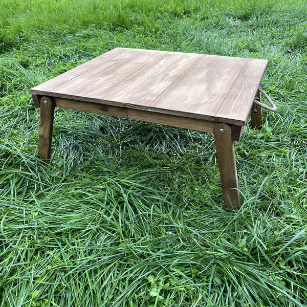 Foldable Wooden Low Coffee Table - Built-in Legs