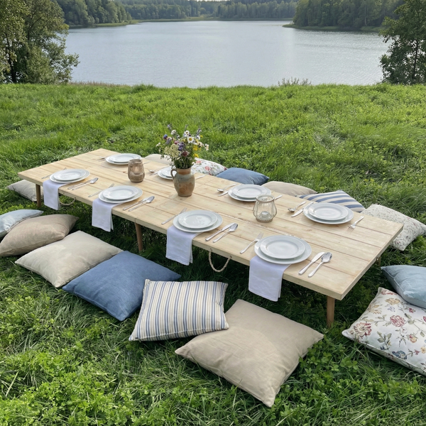 Foldable Wooden Low Table - Tapered Legs