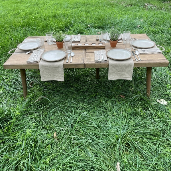 Foldable Wooden Low Table - Tapered Legs