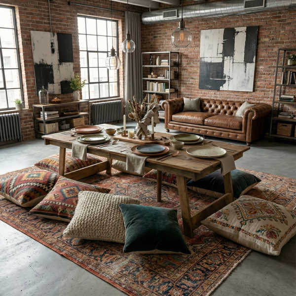 Handmade Foldable Solid Wood Low Table - Built-in Legs