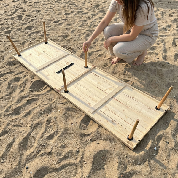 Foldable Wooden Low Table - Tapered Legs