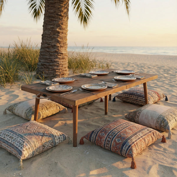 Foldable Wooden Low Table - Tapered Legs