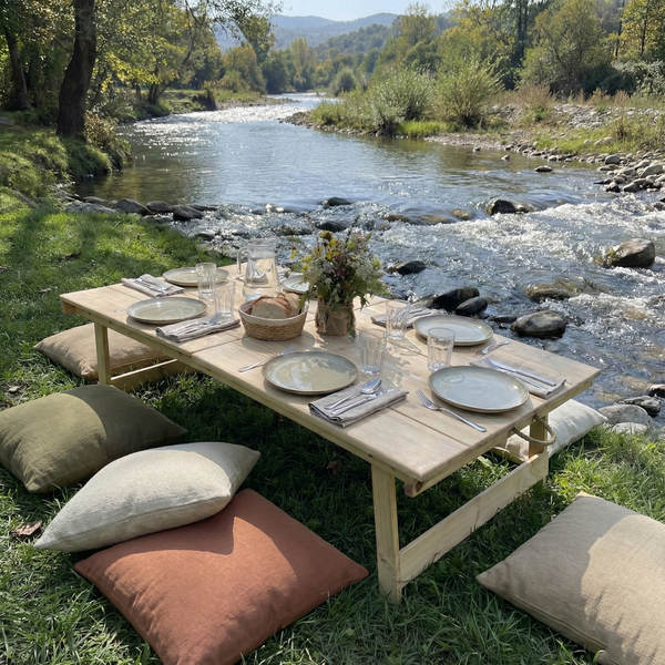 Foldable Wooden Low Table - Built-in Legs