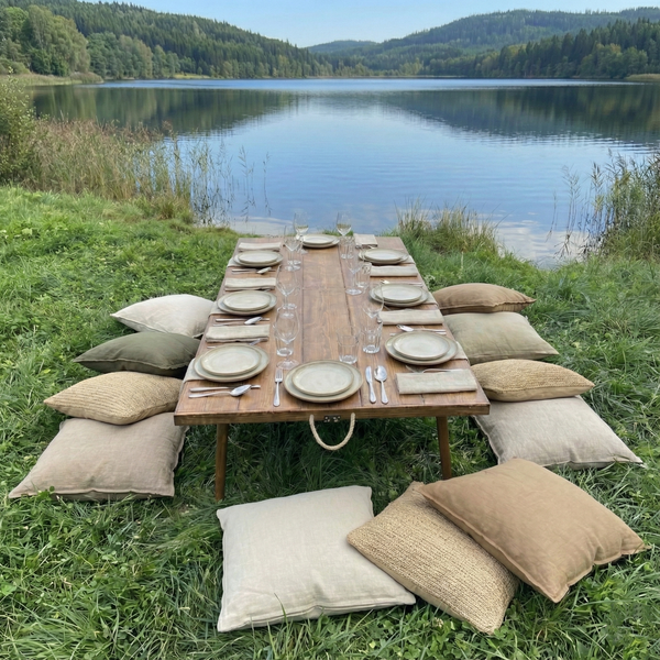 Foldable Wooden Low Table - Tapered Legs