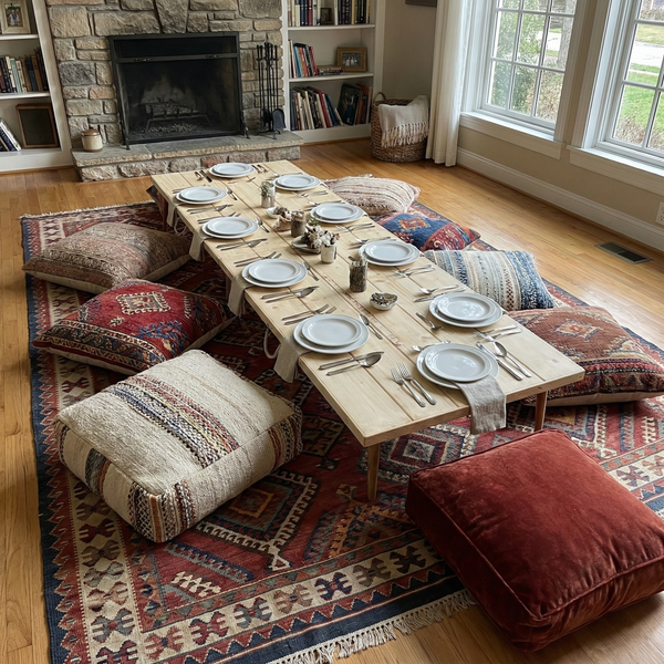 Foldable Wooden Low Table - Tapered Legs