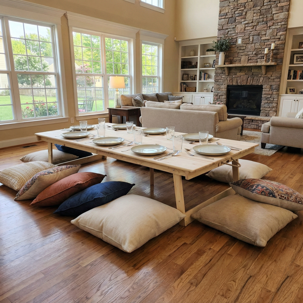 Foldable Wooden Low Table - Built-in Legs