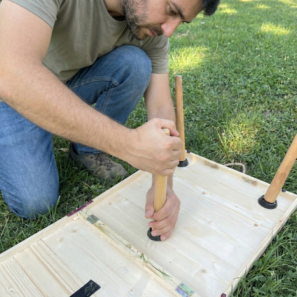 Foldable Wooden Low Table - Tapered Legs