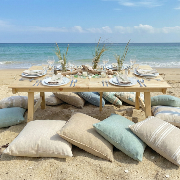 Foldable Wooden Low Table - Built-in Legs