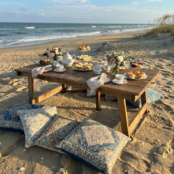 Foldable Wooden Low Table - Built-in Legs
