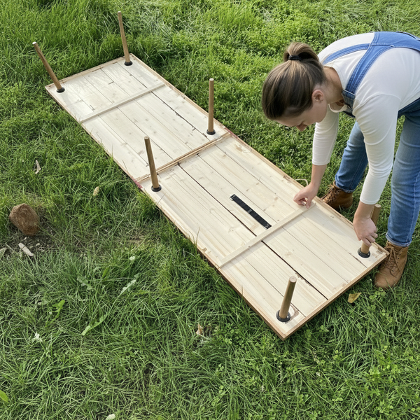 Foldable Wooden Low Table - Tapered Legs